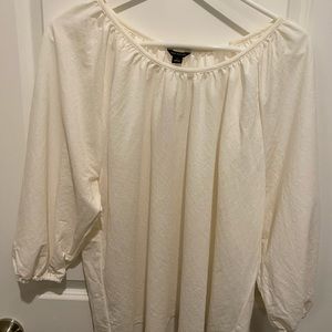 Ann Taylor Cream Peasant Blouse. Rayon Blend. Never Worn. NWT. Size Large